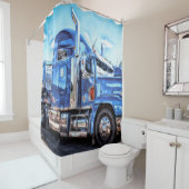 Rideaux De Douche Camion de vidange bleu (En situation)