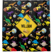 Rideaux De Douche Camions de construction Astronaut Dinosaures dans (Devant)