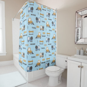 Rideaux De Douche Camions de construction Motif bleu
