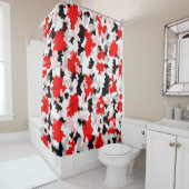 Rideaux De Douche Camo noir rouge noir noir Conception abstraite (En situation)