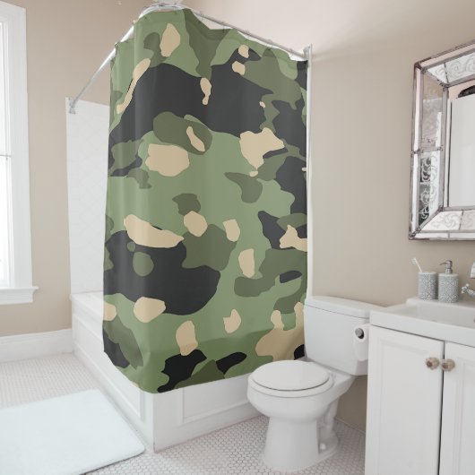 Rideaux De Douche Camou vert (En situation)