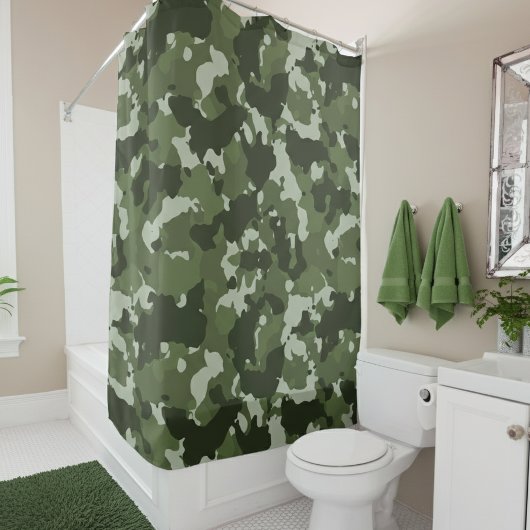 Rideaux De Douche Camouflage Camo Green Army Woodland