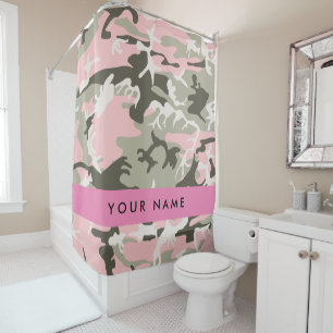 Rideaux De Douche Camouflage rose et vert Votre nom Personnalisez