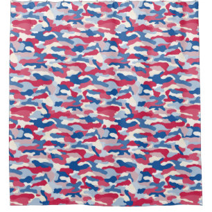 Rideaux De Douche Camouflage rouge blanc et bleu