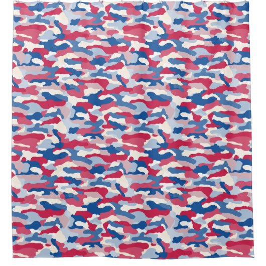 Rideaux De Douche Camouflage rouge blanc et bleu (Devant)