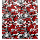 Rideaux De Douche Camouflage rouge et gris, Militaire, Armée (Devant)