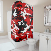 Rideaux De Douche camouflage rouge noir blanc camo (En situation)