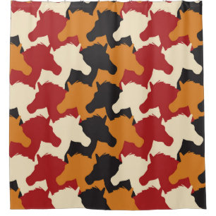 Rideaux De Douche Camouflage tête de licorne, répétition motif.