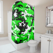 Rideaux De Douche camouflage vert acide noir blanc (En situation)