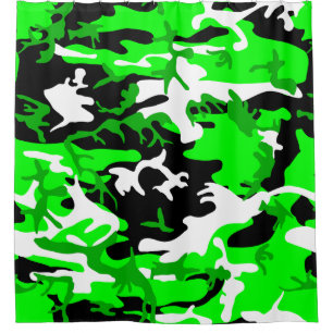 Rideaux De Douche camouflage vert acide noir blanc