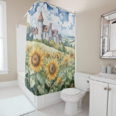 Rideaux De Douche Campagne française avec tournesol (En situation)