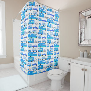 Rideaux De Douche Campervan Vanlife Motorhome Trailer Blue