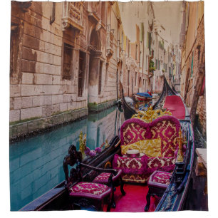 Rideaux De Douche Canal avec gondole traditionnelle à Venise, Italie
