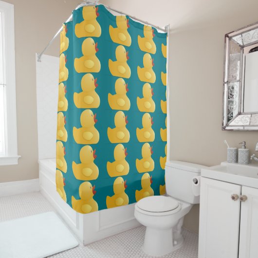 Rideaux De Douche Canard en caoutchouc jaune (En situation)