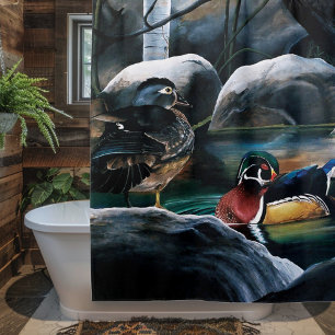 Rideaux De Douche Canards branchus Étang de nidification Nature Faun