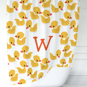 Rideaux De Douche Canards en Caoutchouc Jaunes Mignons Monogramme