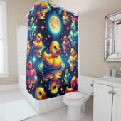 Rideaux De Douche "Canards Lune Du Milieu Du Siècle" (En situation)