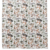 Rideaux De Douche Canards Rustiques, Oies, Lapins, Feuilles Automnes (Devant)