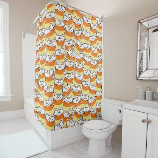 Rideaux De Douche Candy Corn Cat Motif (En situation)