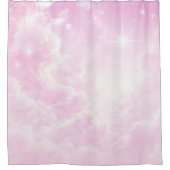 Rideaux De Douche Candy en coton rose Nuages ciel étoilé (Devant)