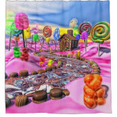 Rideaux De Douche Candyland rose (Devant)