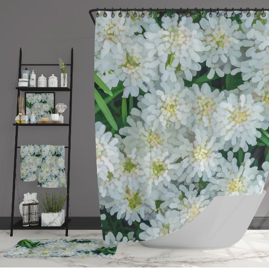 Rideaux De Douche Candytuft Fleur Blanche Graphisme Art Douche Ridea