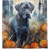 Rideaux De Douche Cane Corso d'Halloween avec citrouilles effrayant (Devant)