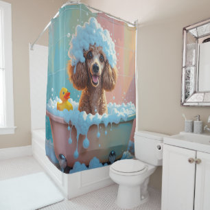 Rideaux De Douche Caniche Dégoulinant Endormi Mignon Drôle