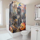 Rideaux De Douche Caniche D'Halloween Avec Peur Citrouille (En situation)