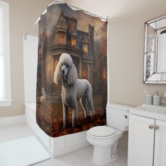 Rideaux De Douche Caniche Halloween Épouvantable (En situation)