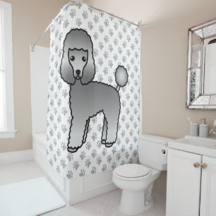 Rideaux De Douche Caniche jouet gris Chien de dessin animé mignon