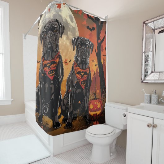 Rideaux De Douche Canne Corso Halloween Éffrayant (En situation)