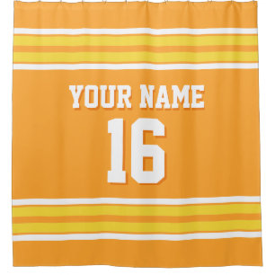 Rideaux De Douche Cantaloupe Orange Jaune Bleu Balais Sport Jersey