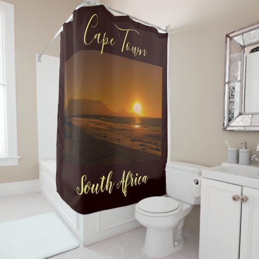 Rideaux De Douche Cap Afrique du Sud ZA Table Mountain Sunset (En situation)