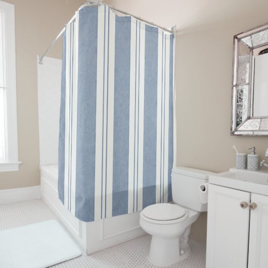 Rideaux De Douche Cape Cod Bleu (En situation)
