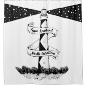 Rideaux De Douche Cape Lookout Lighthouse noir et blanc (Devant)