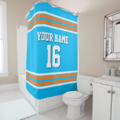 Rideaux De Douche Capri Blue Citrouille Orange Stripes Sports Jersey (En situation)