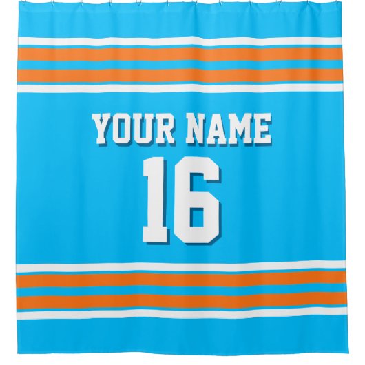 Rideaux De Douche Capri Blue Citrouille Orange Stripes Sports Jersey (Devant)