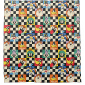 Rideaux De Douche Caractères LOONEY TUNES™ sur Checker noir et blanc (Devant)