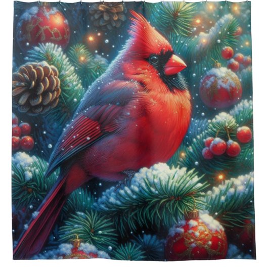 Rideaux De Douche Cardinal de Noël/hiver (Devant)
