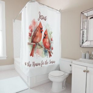 Rideaux De Douche Cardinal Rouge de Noël Jésus Raison de la Saison