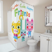 Rideaux De Douche Caricature Animal Friends Rabbit Chat Cochon (En situation)