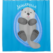 Rideaux De Douche Caricature bleu loutre de mer joyeux (Devant)