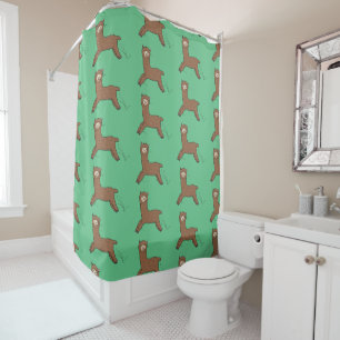 Rideaux De Douche Caricature d'alpaga brun joli