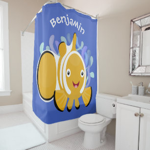 Rideaux De Douche Caricature d'anénome de poisson clown joli