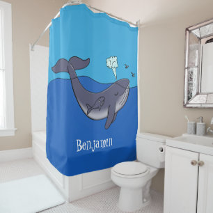 Rideaux De Douche Caricature de baleine mignonne et de baleine de ve