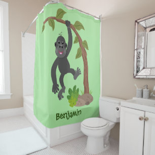 Rideaux De Douche Caricature de bébé gorille joyeux