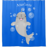 Rideaux De Douche Caricature de bulles de narval joyeux (Devant)