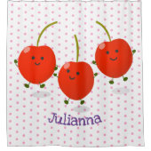Rideaux De Douche Caricature de cerises rouges à sauter mûr (Devant)