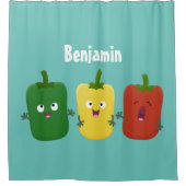 Rideaux De Douche Caricature de chant trio capsicum poivre clair (Devant)